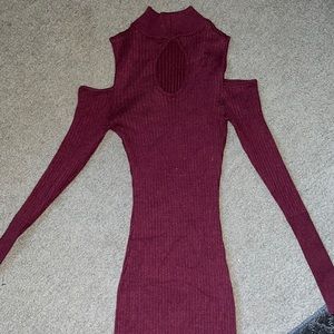 Maroon sweater dress